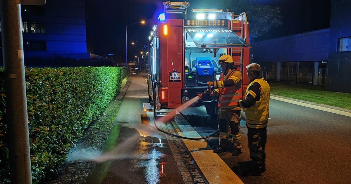 Einsatz Nr-325 13.09.2022 21:50 Uhr – Achstraße >> Verkehrsweg reinigen