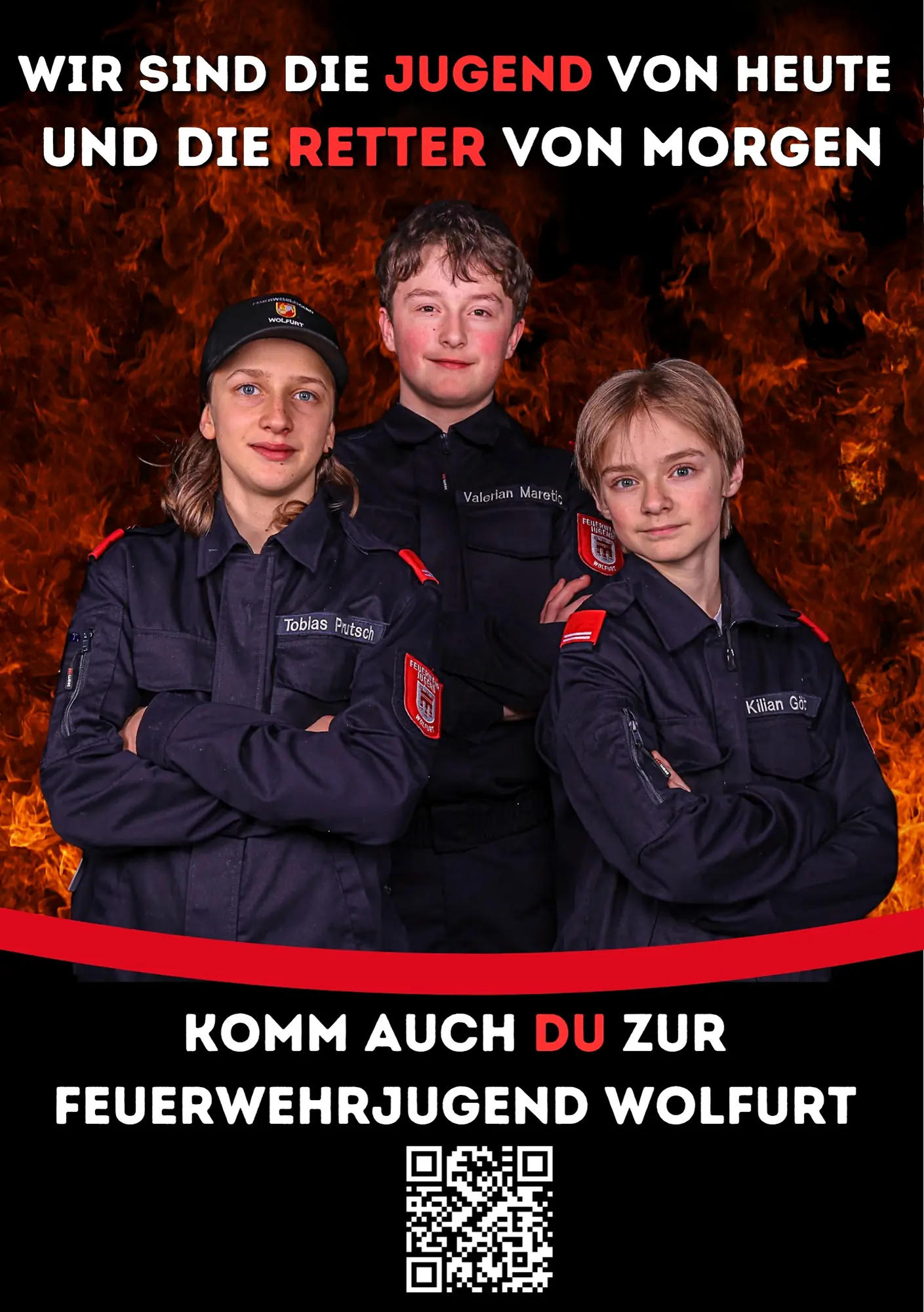 Flyer Feuerwehrjugend Wolfurt – Vorderseite V1