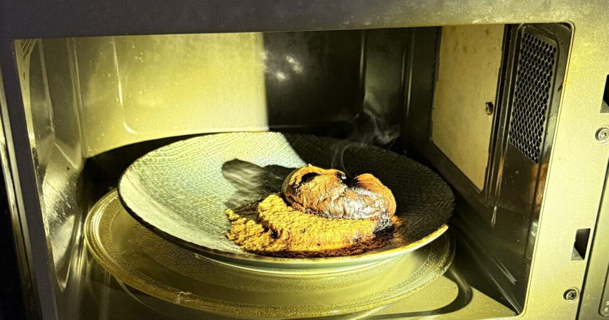 Verbranntes Essen in der Mikrowelle